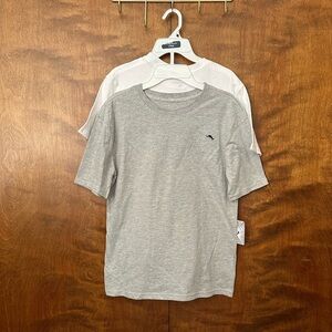 Tommy Bahama Set of 2 Short Sleeve T-Shirts Boys XXL 16 Gray & White Cotton Knit